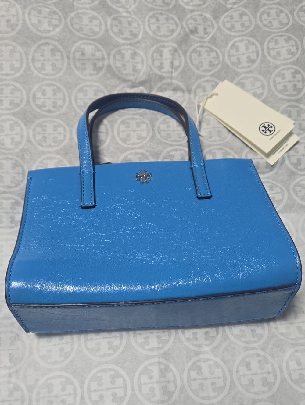 Tory Burch Bright Blue Patent Leather Mini Satchel
